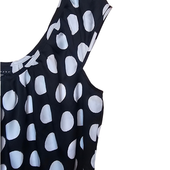 Apostrophe women's white/black polka-dot sleeveless scoop neck top size M - Picture 3 of 5